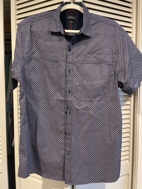 Artful Rebel Men's Navy Microprint Short-Sleeve Button-Up Shirt - unisex!